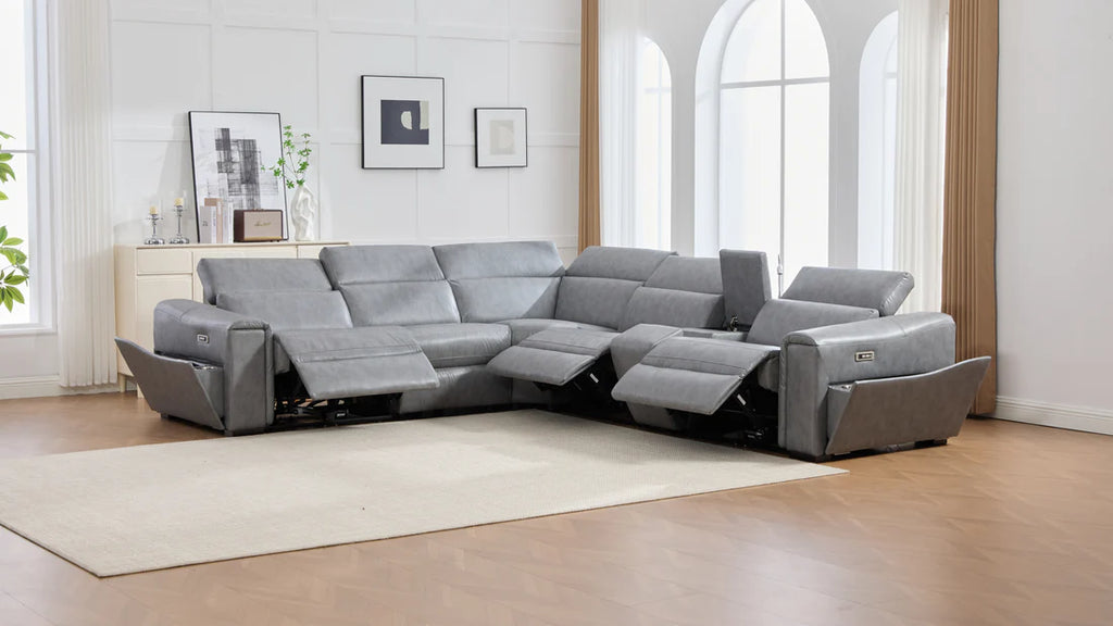 S681 Modern Power Recliner Sectional - Black or Grey
