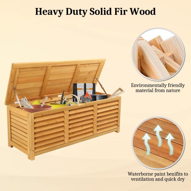 47 Gallon Wood Deck Box Patio Storage Bench
