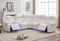 ACE27 White Reclining Sectional Sofa with LED Lighting & Bluetooth Speakers