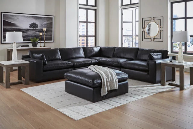 Ashley Emilia 5PC Genuine Top Grain Leather Sectional Set - Brown or Black