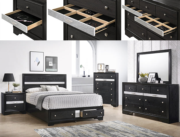 B4670 Regata Black & Silver Bedroom Set