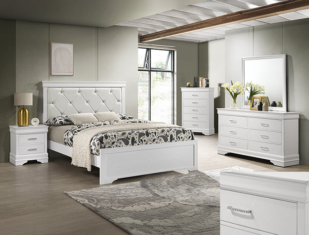 B6912 Amalia White Tufted 4 Piece Bedroom Set