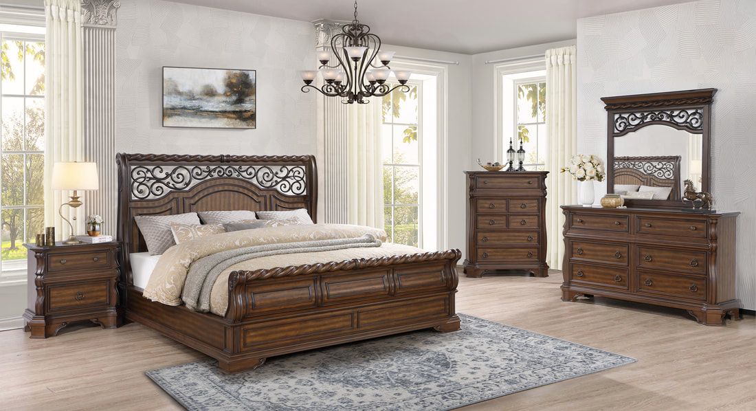 B7000 Beautiful Sleigh 5‑Piece Bedroom Set
