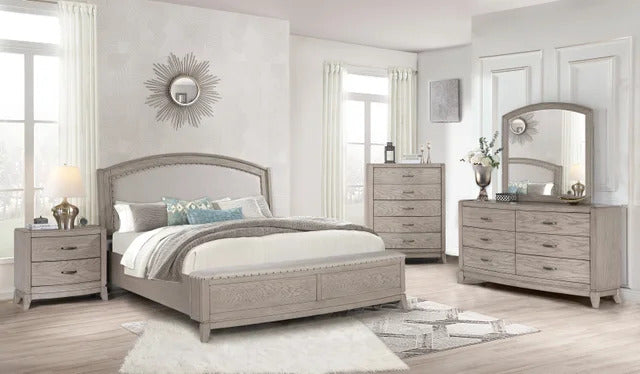 B8000 5‑Piece contemporary light gray Bedroom Set