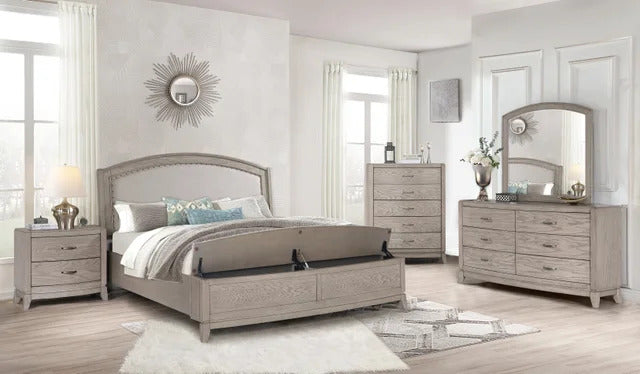 B8000 5‑Piece contemporary light gray Bedroom Set