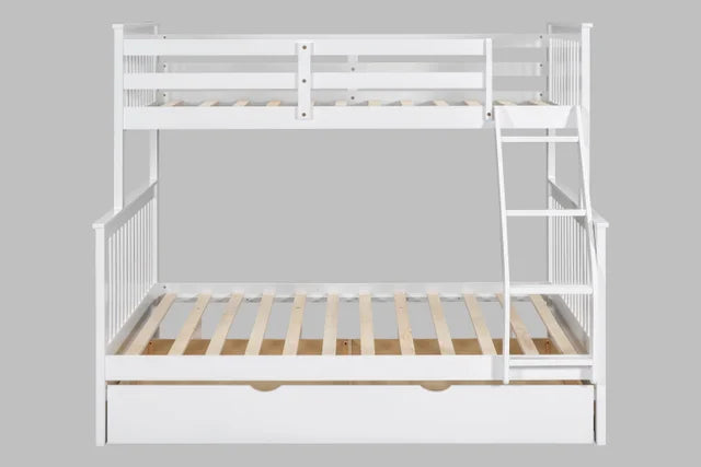 BB21 Twin/Full Bunk Bed w/Twin Trundle White