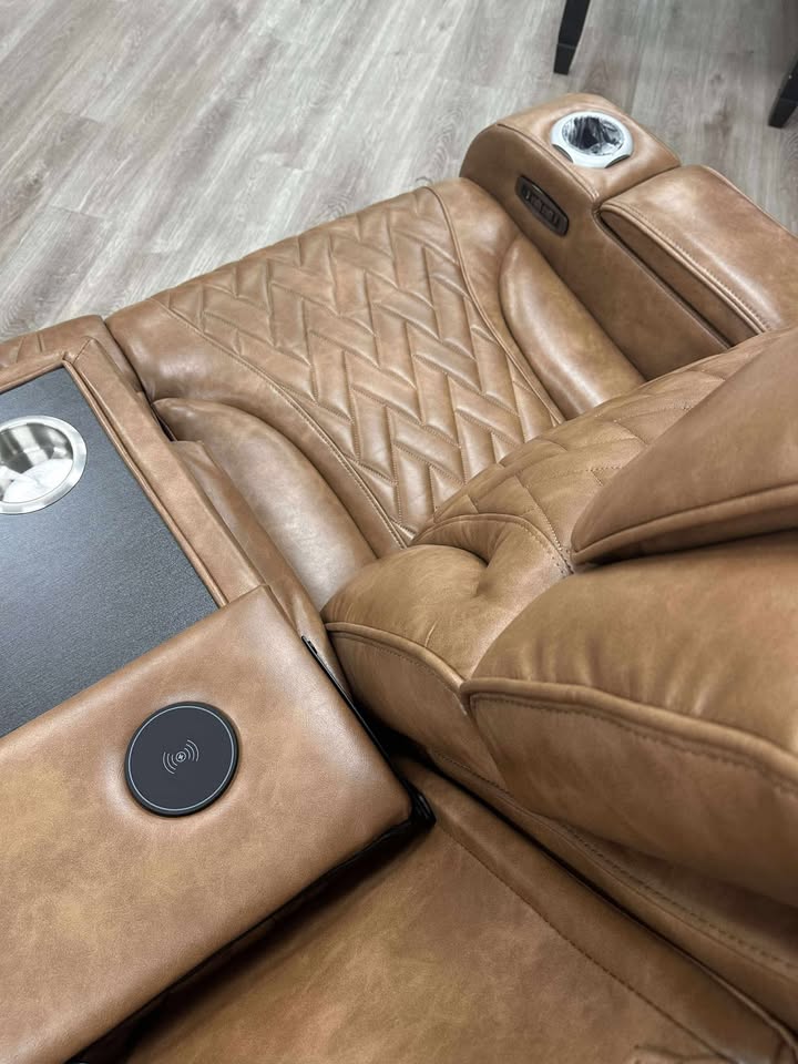 Barcelona Brown Power Reclining Sectional (Power Headrests)