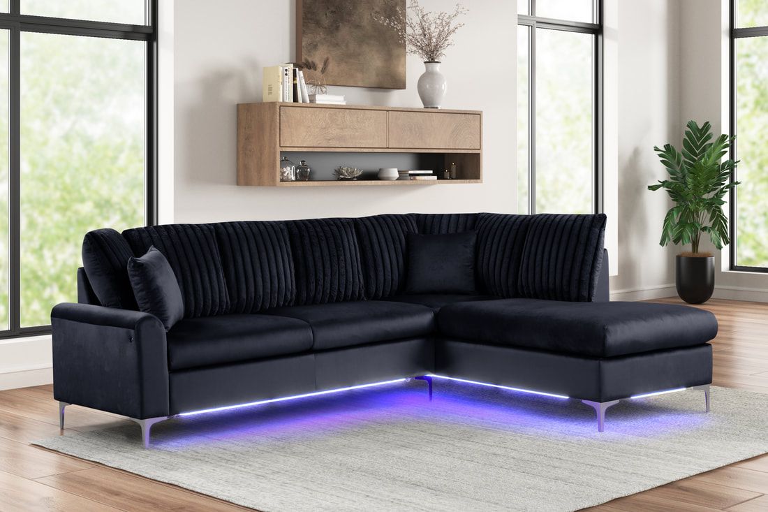 Candy Black Modern Sectional with LED Lighting