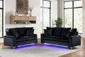Black- 2PC Sofa & Loveseat Set with LED