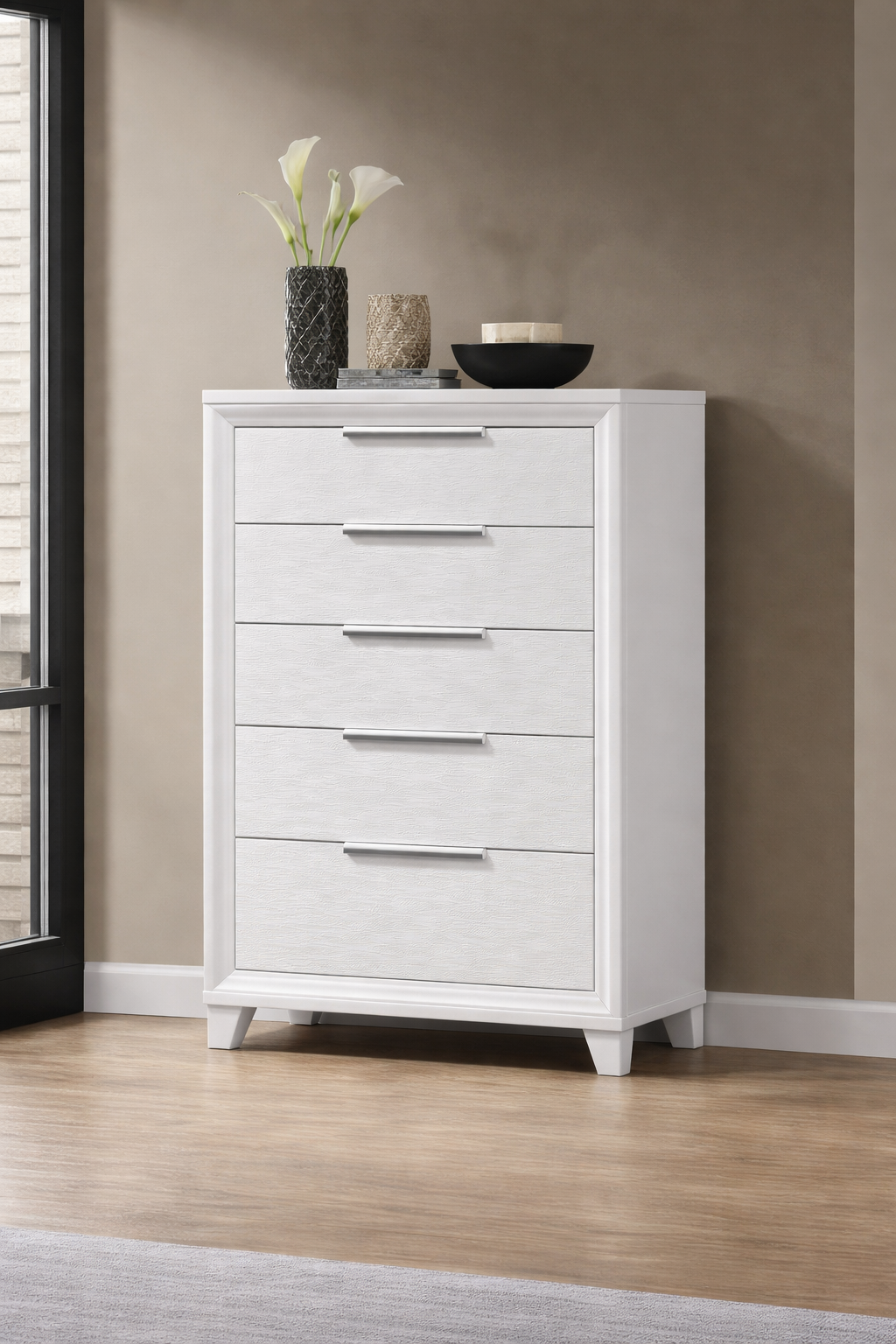 B7300 Cressida White LED Upholstered Bedroom