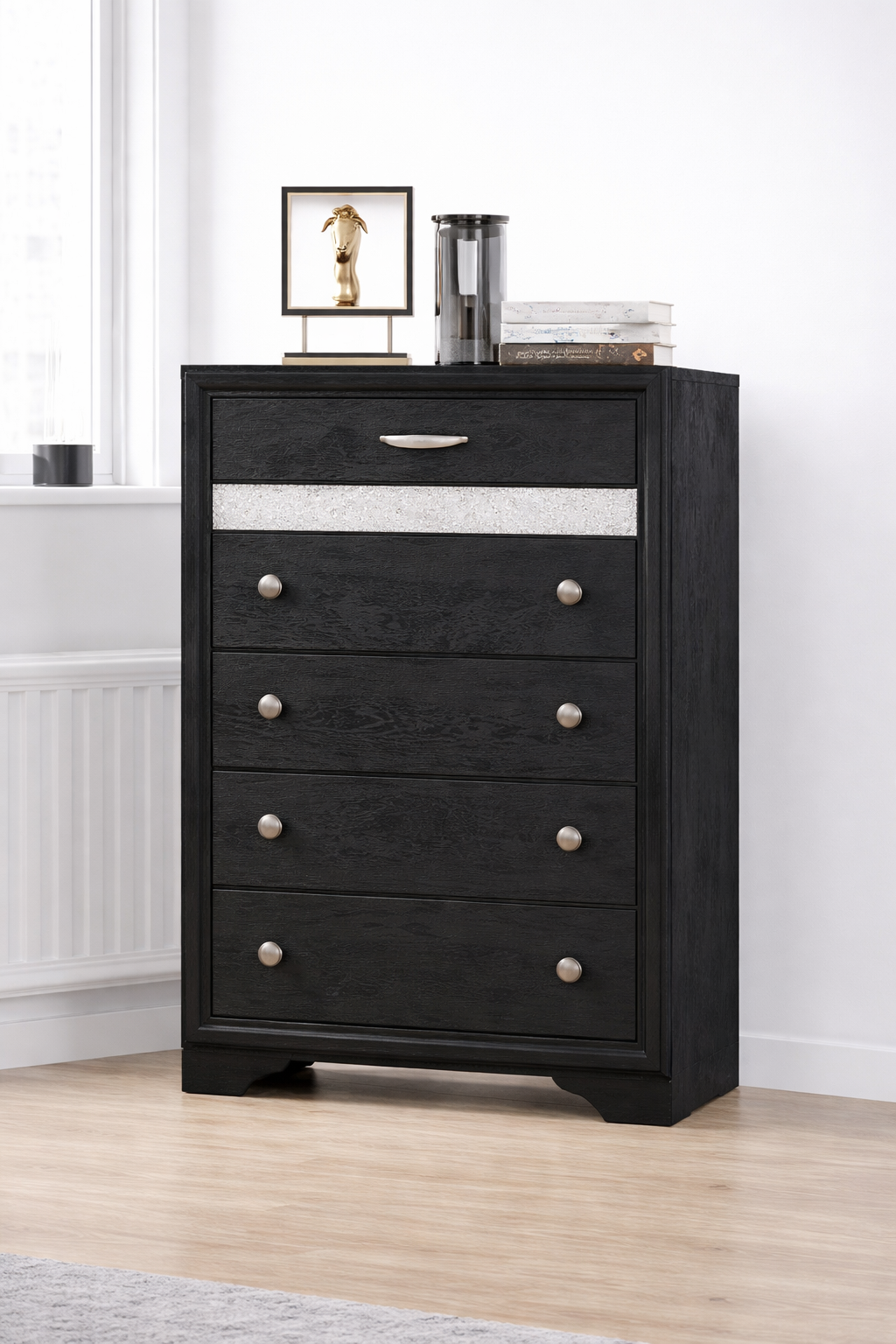 B4670 Regata Black & Silver Bedroom Set