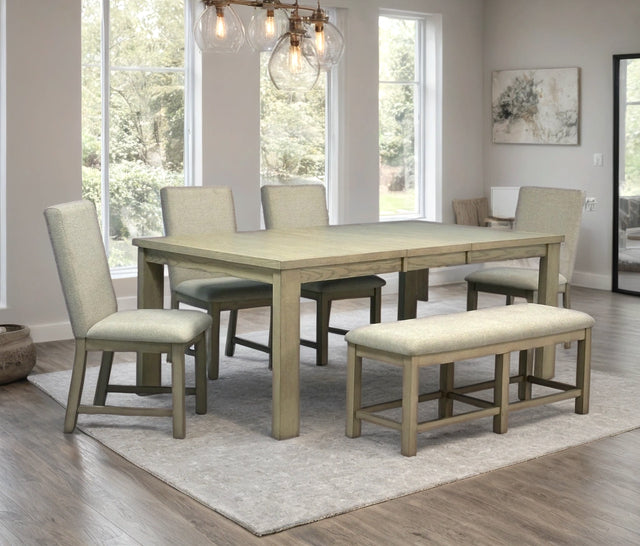 Dining Table + 4 Chair + Bench Set