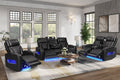 Black Power Reclining 3‑Piece Sofa Set