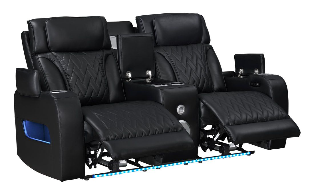 Black Power Reclining 3‑Piece Sofa Set