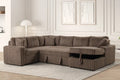 Forever Mocha Corduroy Sectional With Pull-Out Bed & USB