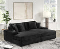 5400 Black corduroy double Chaise Lounge