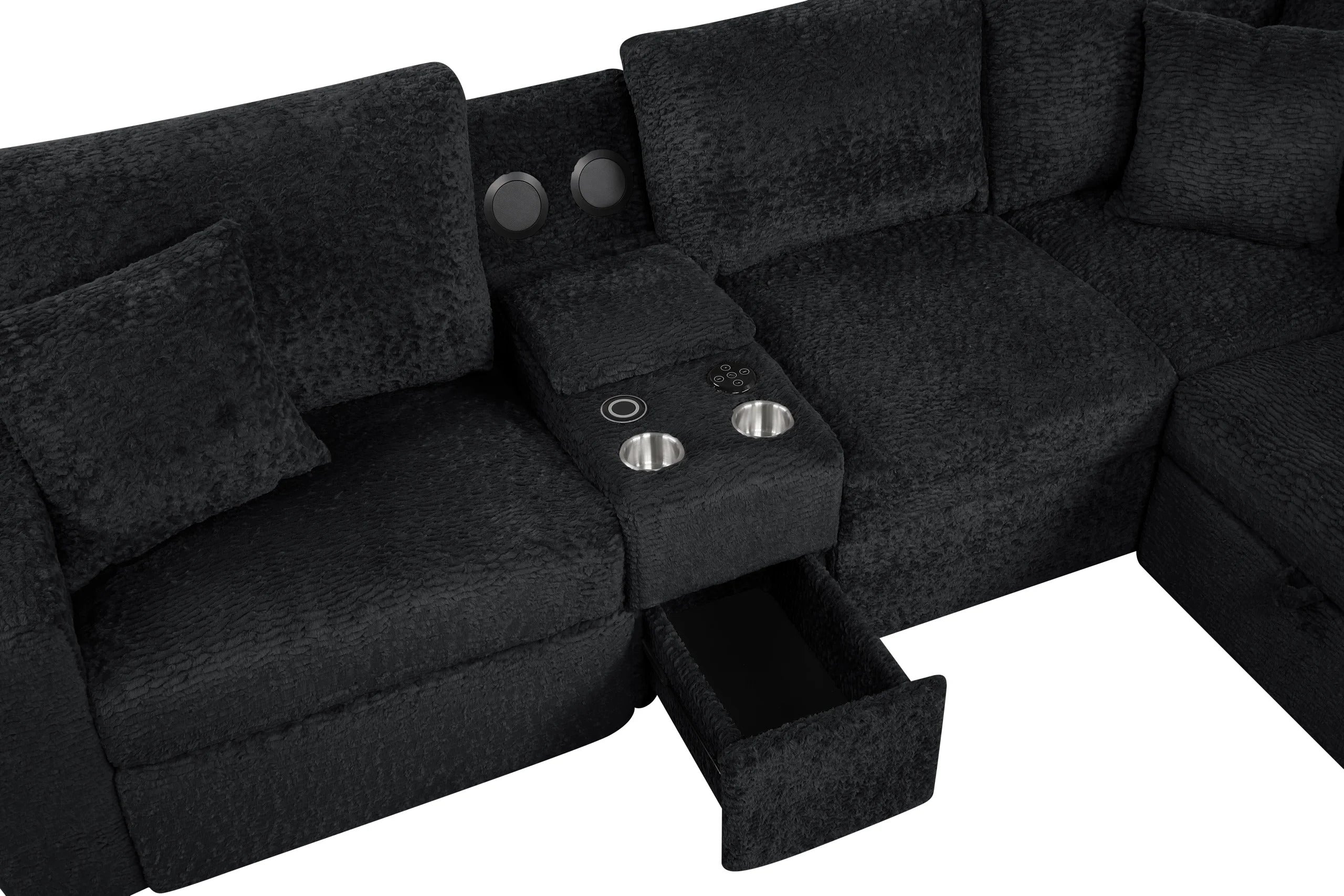 Hunter Multi‑Function Sectional Sofa with Bluetooth Speakers and Pull‑Out Bed
