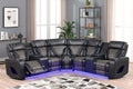 Ibiza POWER Black Reclining Sectional with power headrests and LED