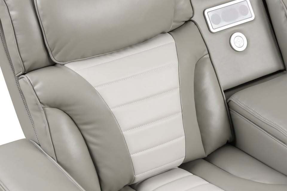 Ibiza Two tone grey Power Reclining Sectional Sofa with LED and Bluetooth speakers