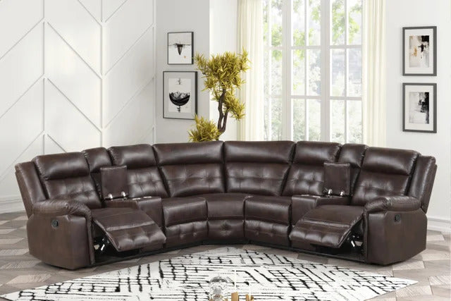 Jacob 2 Brown Modern Reclining Sectional Sofa