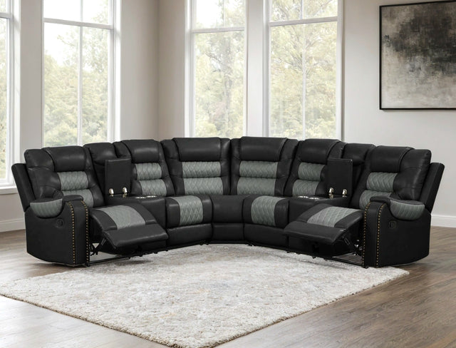 Jordan2 Black 2 tone Reclining Sectional