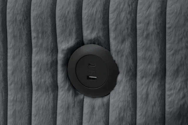 July Charcoal Corduroy Double Storage Chaise Sectional (w/ Pull Out Bed)