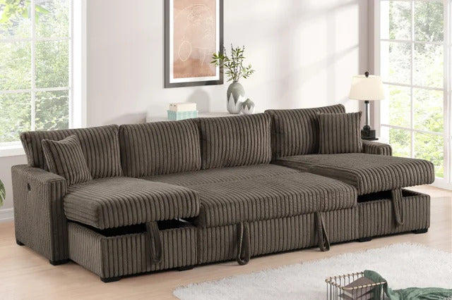 July Double Storage Chaise Sectional Sofa with Pull-Out Bed Feature