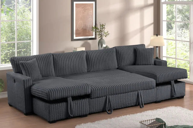 July Double Storage Chaise Sectional Sofa with Pull-Out Bed Feature