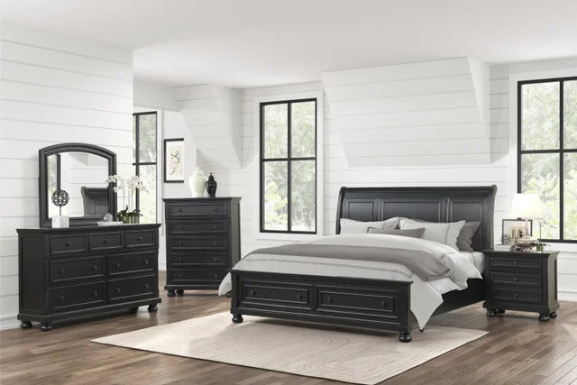 Magnolia30 Black platform Bedroom Set with felt lined drawers