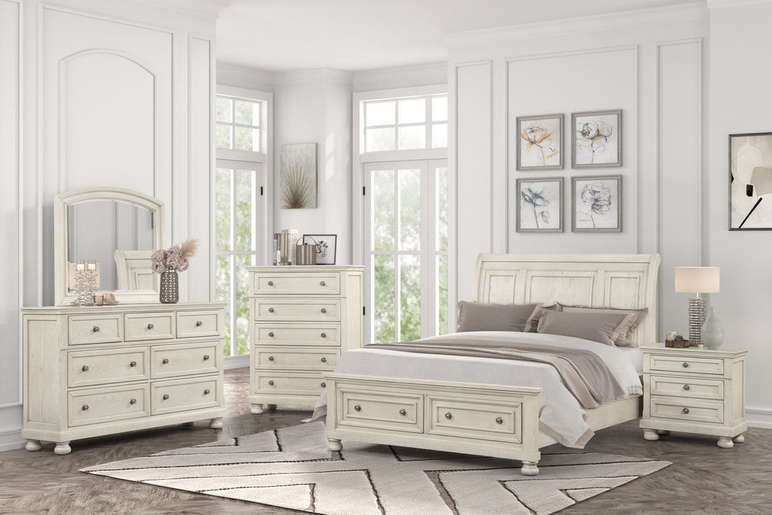 Magnolia40 White platform 4pc bedroom set