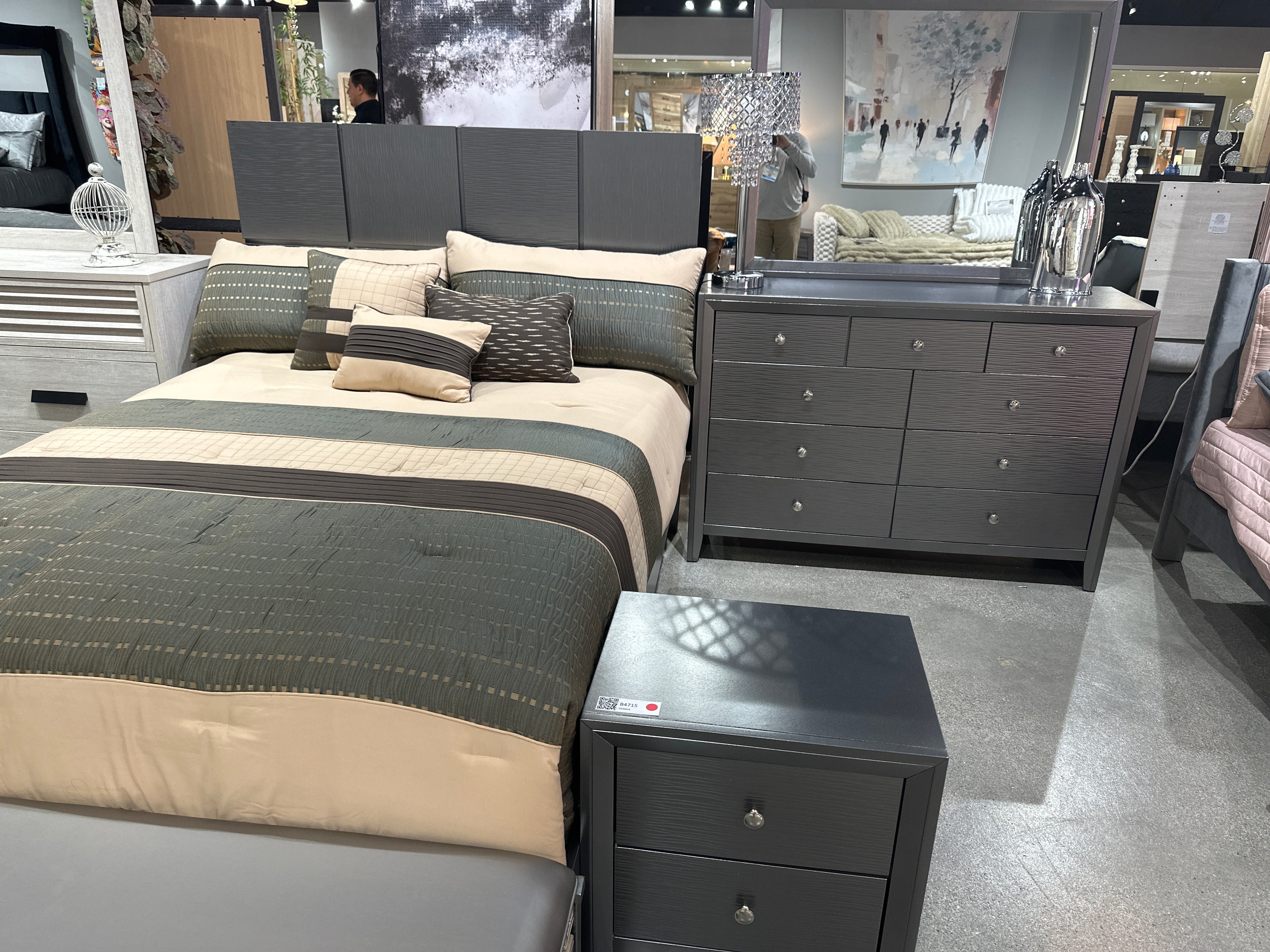 B4715 Denker Modern Gunmetal Bedroom Collection