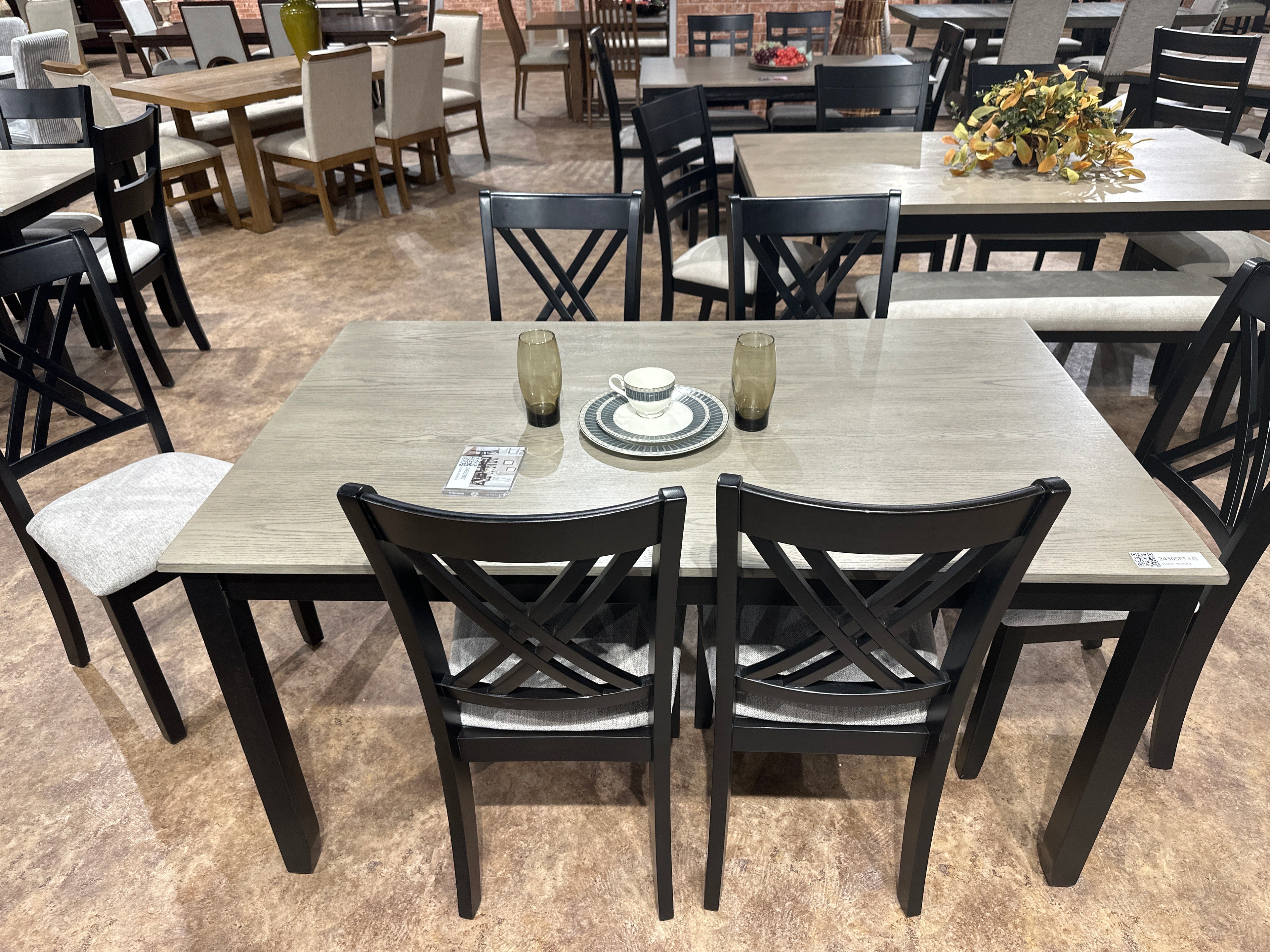 2430 Eloise 7-Piece Dining Set – Light Grey