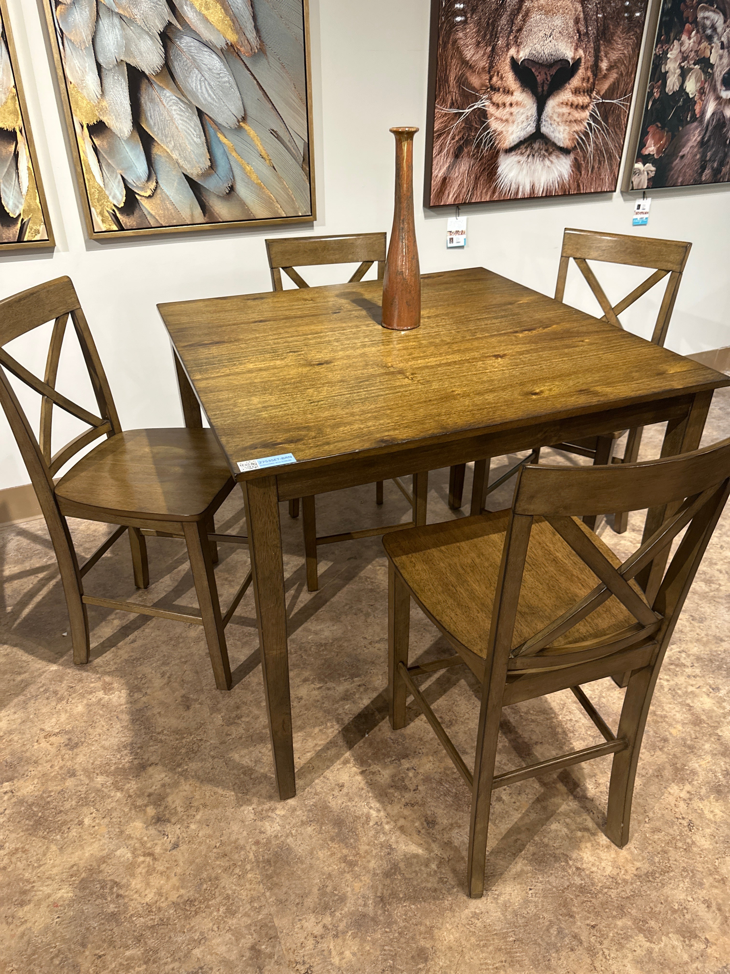 2753 Theodore 5-Piece Counter Height Dining Table Set – Brown