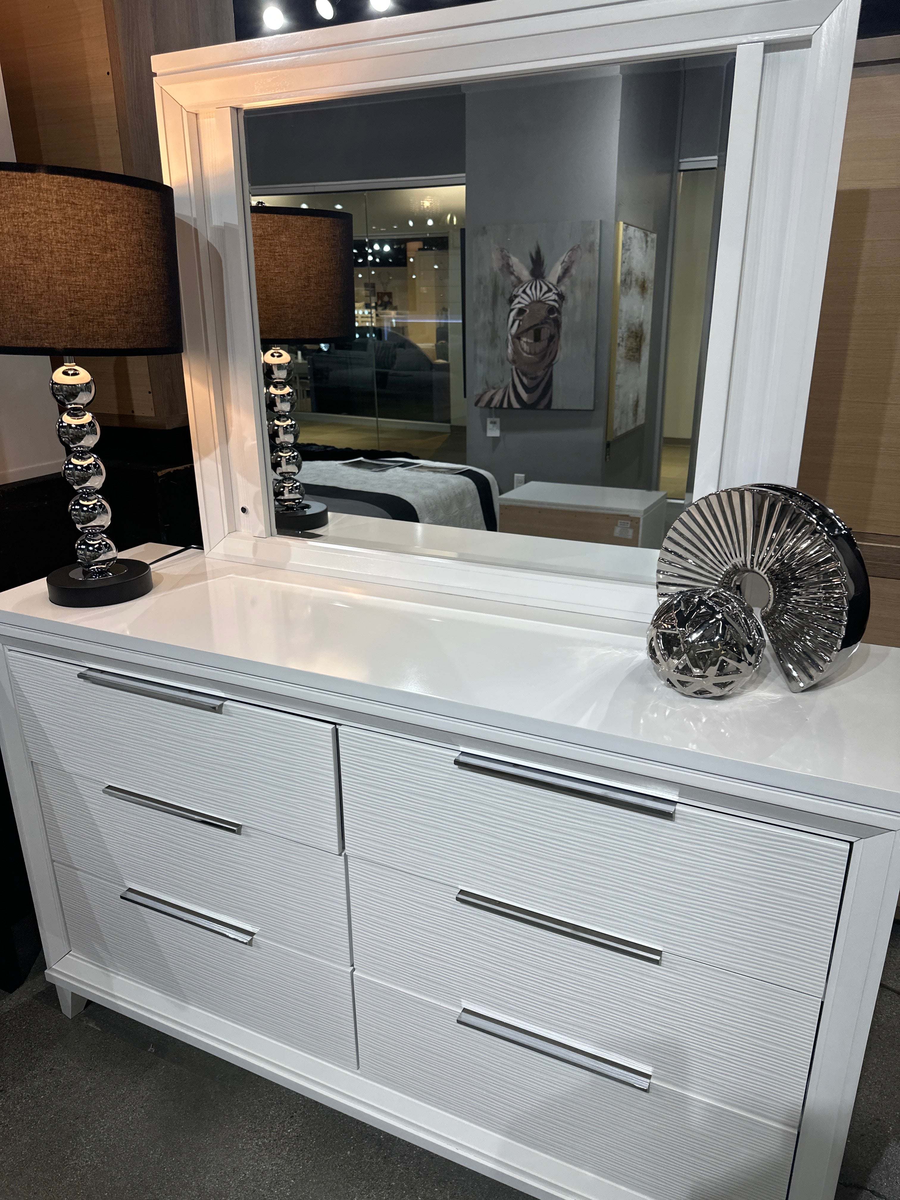 B7300 Cressida White LED Upholstered Bedroom