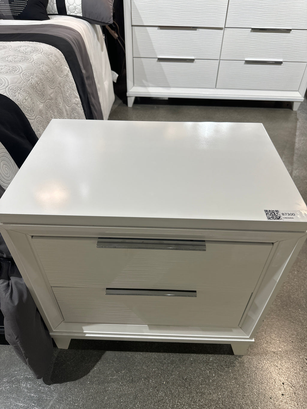 B7300 Cressida White LED Upholstered Bedroom