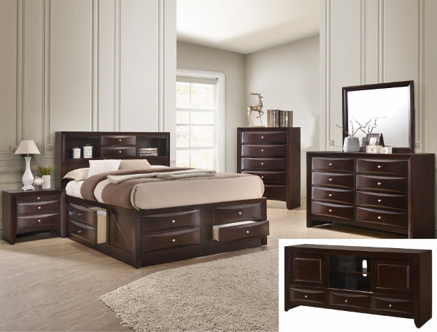 B4265 Emily Storage Bedroom Set – Dark Cherry