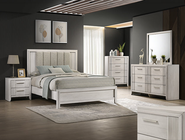 B5552 Carlton Contemporary White Upholstered Bedroom Collection