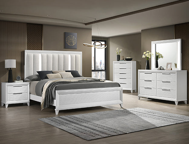 B7300 Cressida White LED Upholstered Bedroom