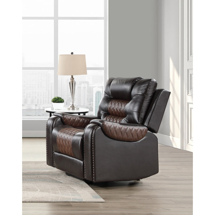 Brown 2 tone Reclining Sofa & Love Seat Set
