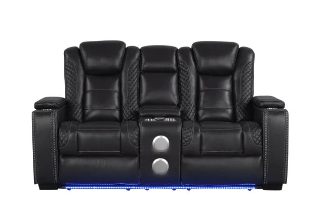 Stefano20 Black 3pcPiece Reclining Sofa Set with LED