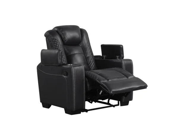 Stefano20 Black 3pcPiece Reclining Sofa Set with LED