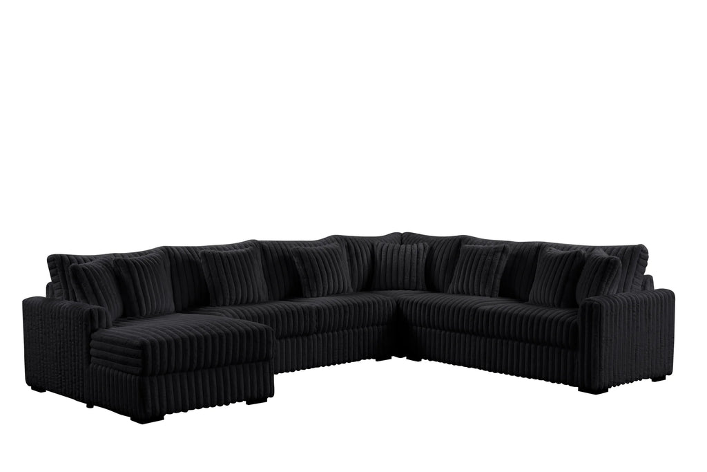 Solana Black Oversized corduroy Sectional Sofa