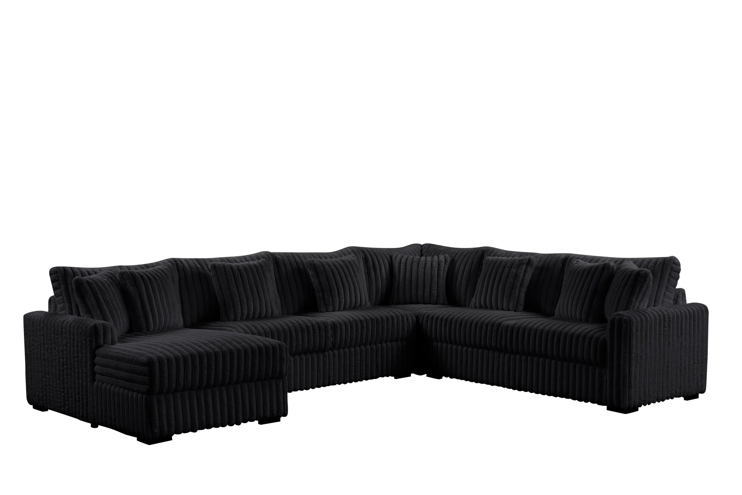 Solana Black Oversized corduroy Sectional Sofa