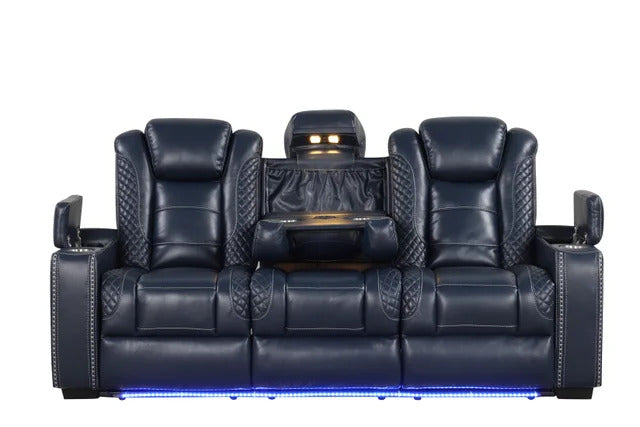Stefano40 Blue 3PC Reclining Set with LED