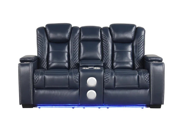 Stefano40 Blue 3PC Reclining Set with LED
