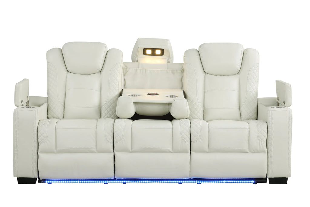 White 3PC Reclining Set with LED