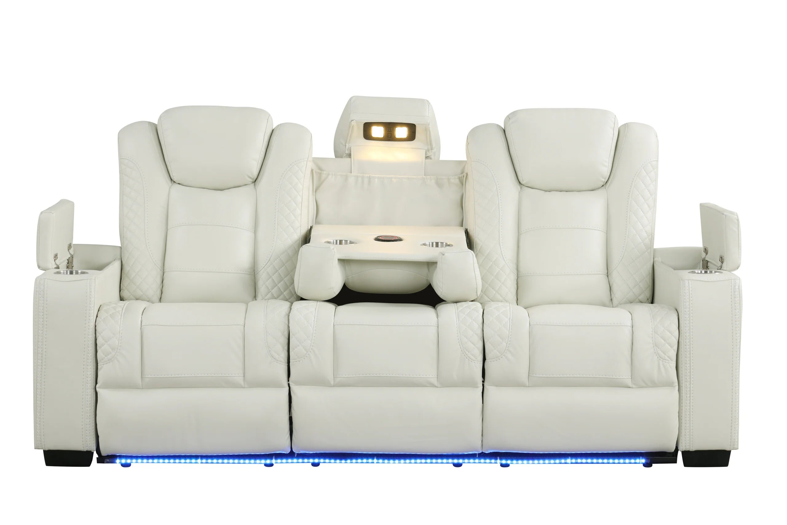 White 3PC Reclining Set with LED