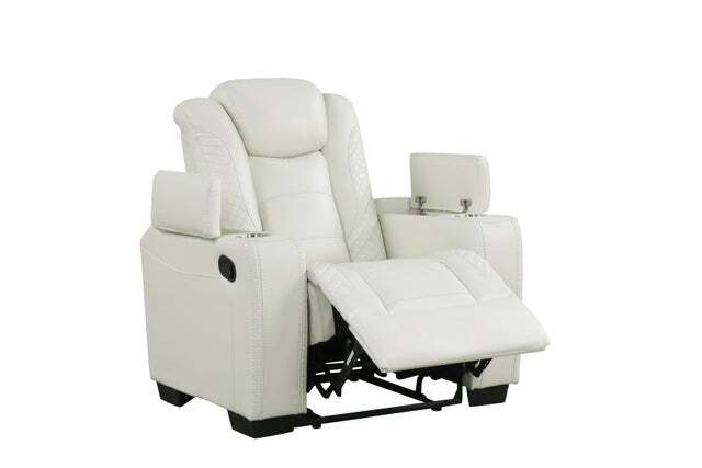 White 3PC Reclining Set with LED