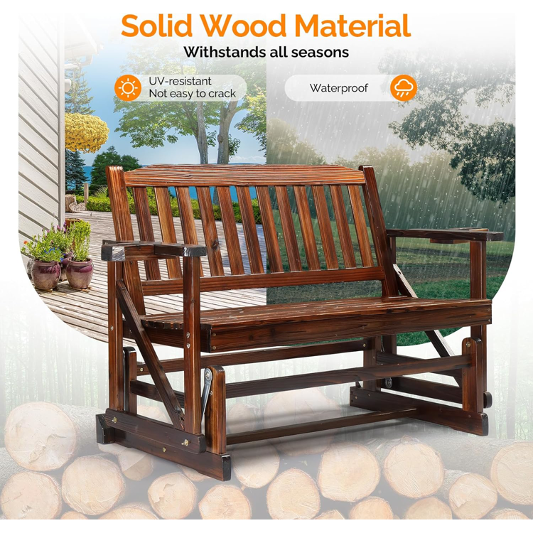 2-Person Outdoor Glider Bench - 2 wood options
