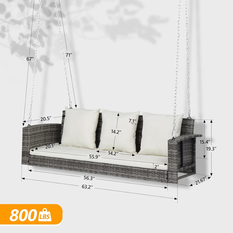 Rattan Swing Gray- 3 Seats